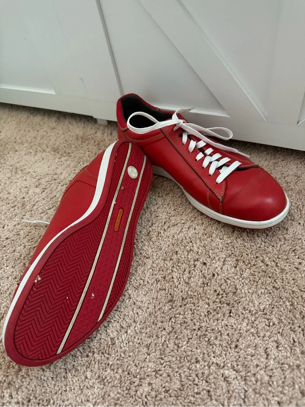 Cole Haan Nike Air Red Leather Sneakers Low Top